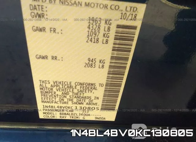 1N4BL4BV0KC130805 фото 10