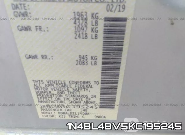 1N4BL4BV5KC195245 фото 10