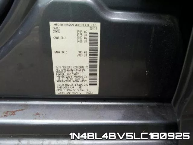 1N4BL4BV5LC180925 фото 2