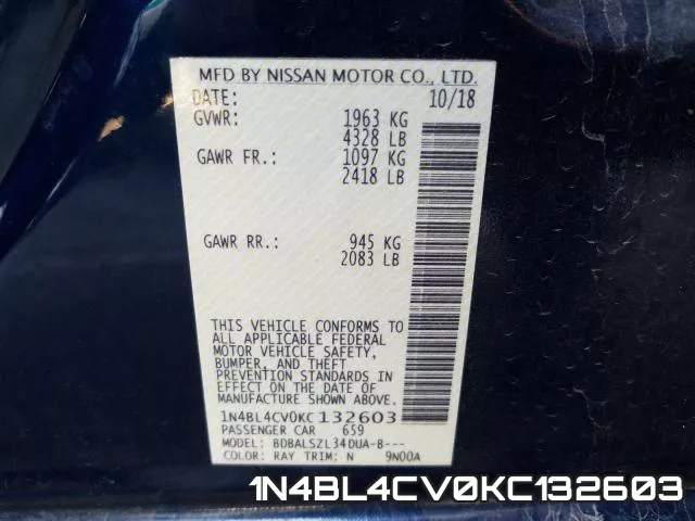 1N4BL4CV0KC132603 фото 2