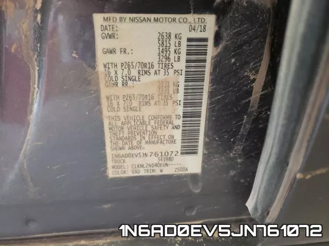 1N6AD0EV5JN761072 фото 2