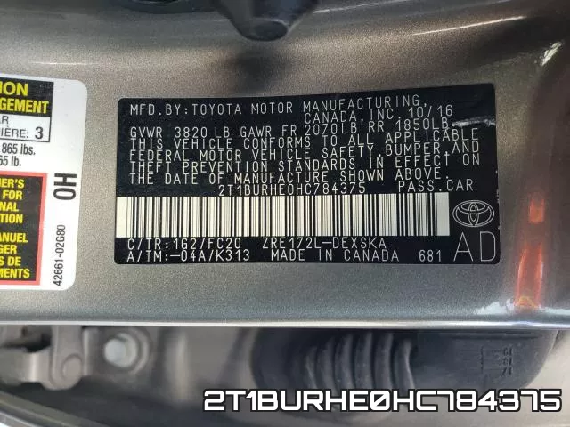 2T1BURHE0HC784375 фото 2