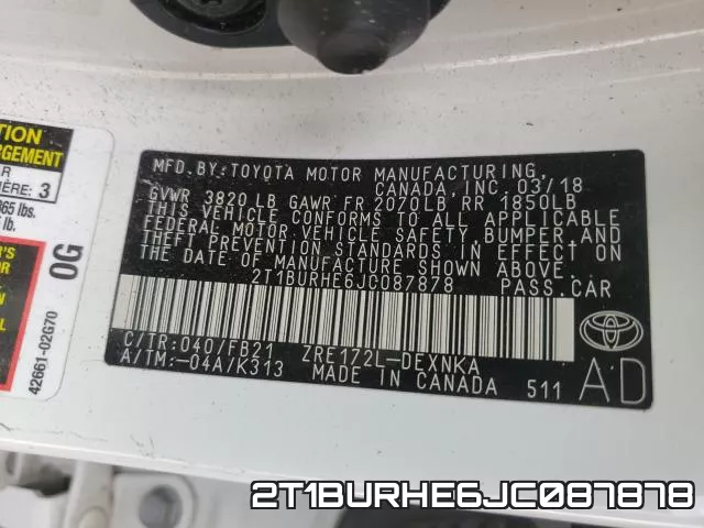2T1BURHE6JC087878 фото 2