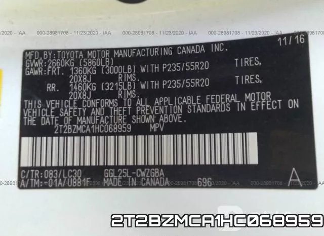 2T2BZMCA1HC068959 фото 10