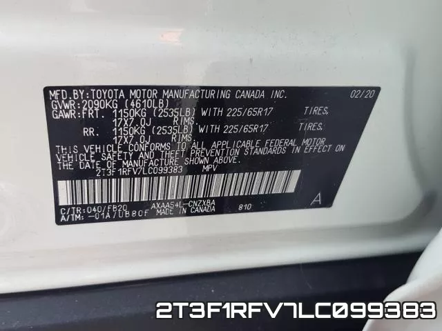 2T3F1RFV7LC099383 фото 2