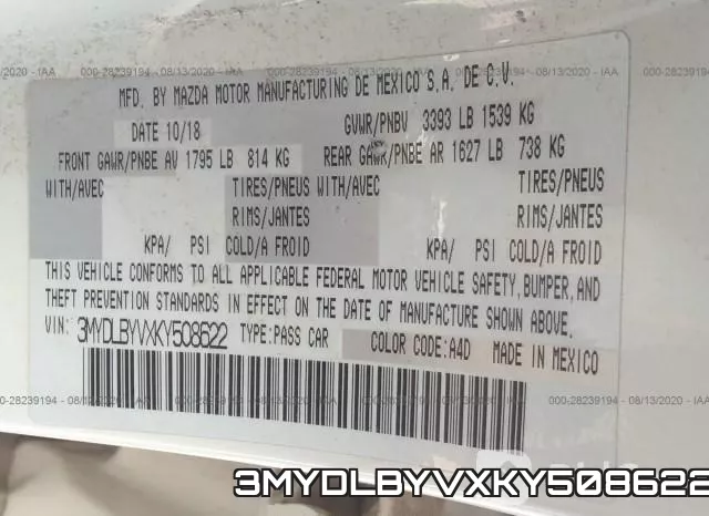 3MYDLBYVXKY508622 фото 10