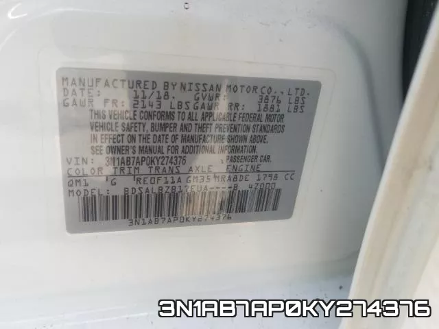 3N1AB7AP0KY274376 фото 2