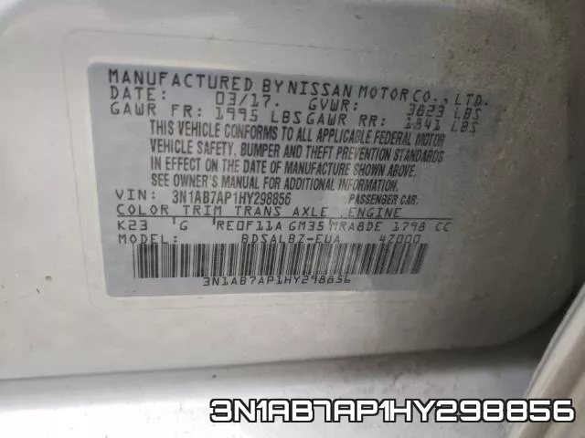 3N1AB7AP1HY298856 фото 2