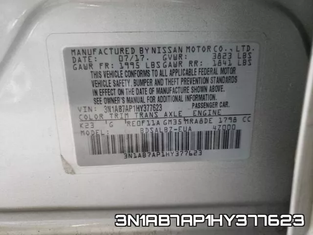 3N1AB7AP1HY377623 фото 2