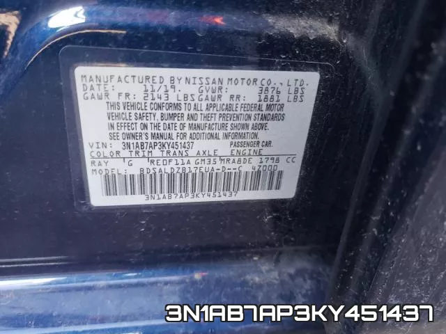 3N1AB7AP3KY451437 фото 2