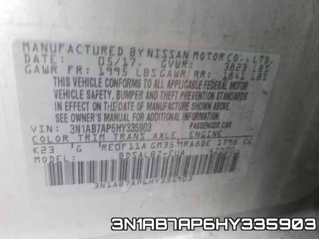 3N1AB7AP6HY335903 фото 2