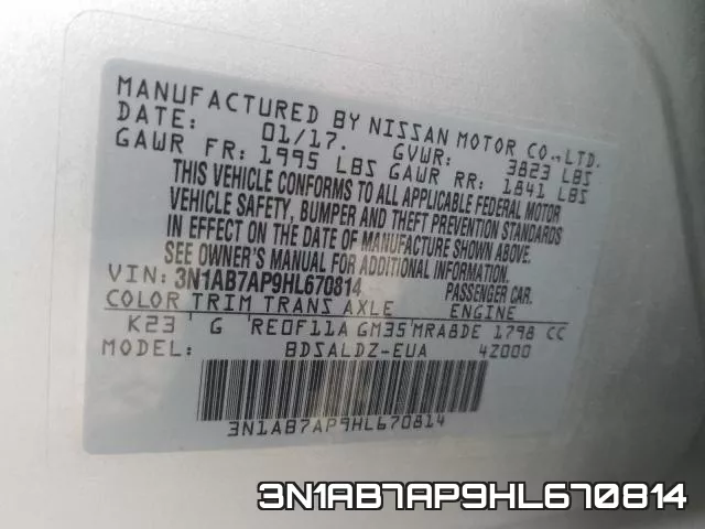 3N1AB7AP9HL670814 фото 2