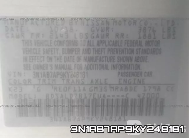 3N1AB7AP9KY248181 фото 10
