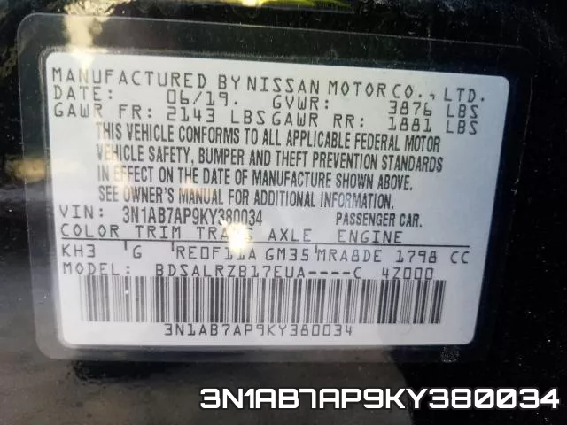 3N1AB7AP9KY380034 фото 2