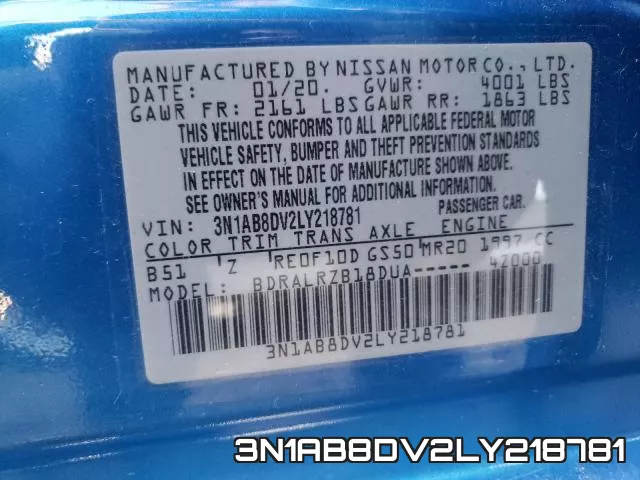 3N1AB8DV2LY218781 фото 2
