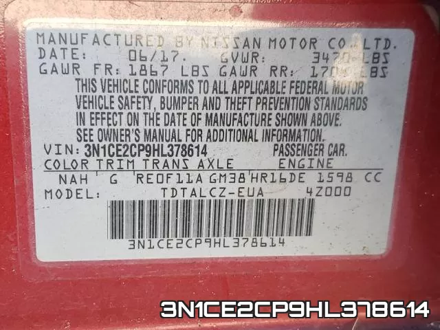 3N1CE2CP9HL378614 фото 2