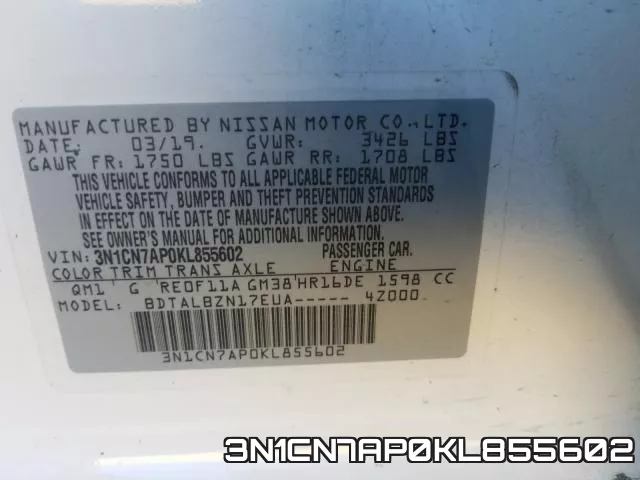 3N1CN7AP0KL855602 фото 2