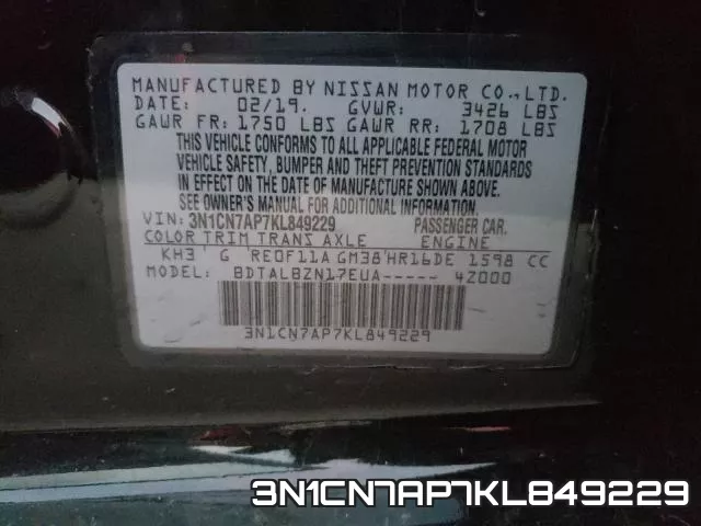 3N1CN7AP7KL849229 фото 2