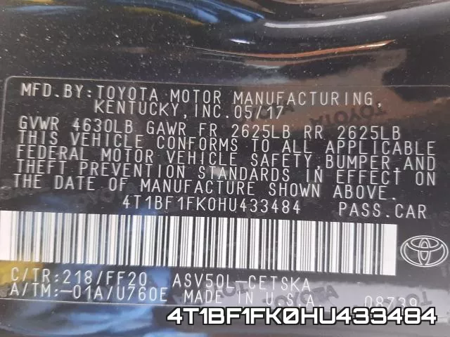 4T1BF1FK0HU433484 фото 2