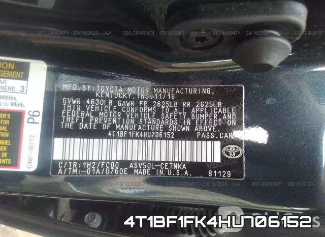 4T1BF1FK4HU706152 фото 10