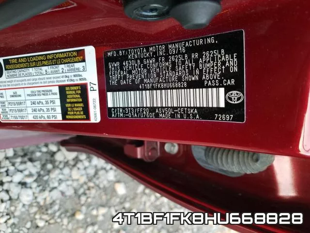 4T1BF1FK8HU668828 фото 2