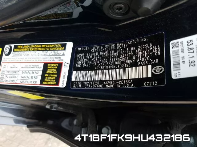 4T1BF1FK9HU432186 фото 2