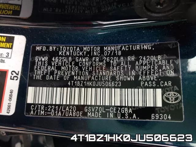 4T1BZ1HK0JU506623 фото 2