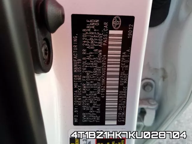 4T1BZ1HK7KU028704 фото 2
