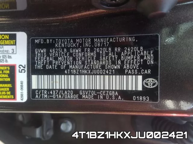 4T1BZ1HKXJU002421 фото 2