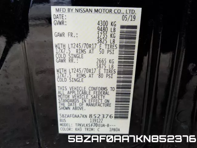 5BZAF0AA7KN852376 фото 2