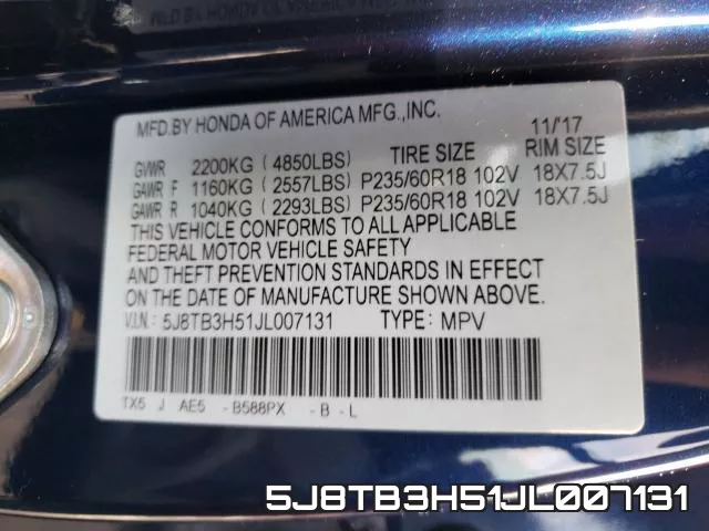 5J8TB3H51JL007131 фото 2