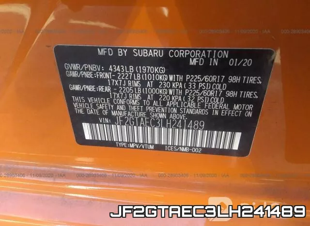 JF2GTAEC3LH241489 фото 9
