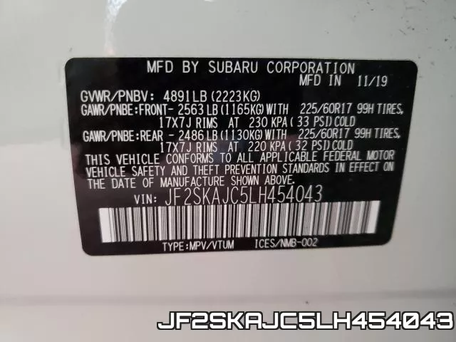 JF2SKAJC5LH454043 фото 2