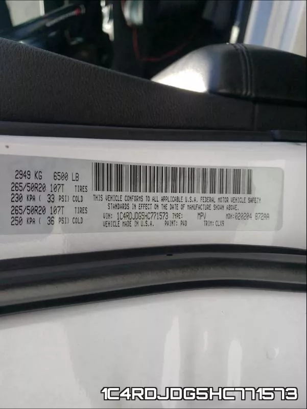 1C4RDJDG5HC771573 фото 2