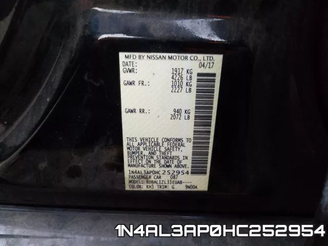 1N4AL3AP0HC252954 фото 2