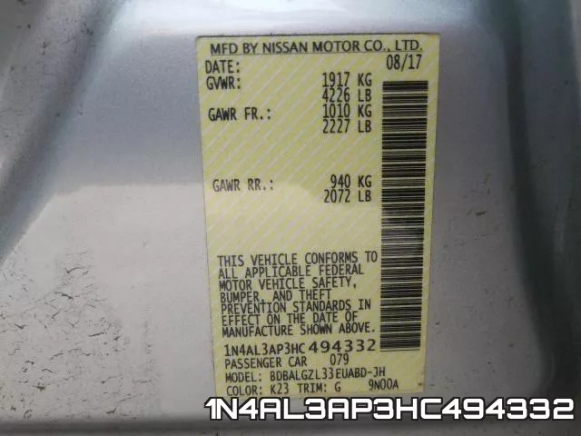 1N4AL3AP3HC494332 фото 2