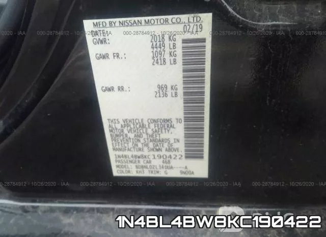 1N4BL4BW8KC190422 фото 10