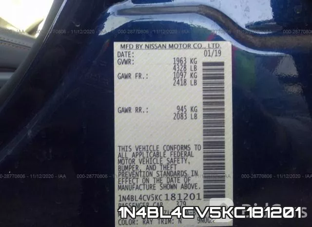 1N4BL4CV5KC181201 фото 10