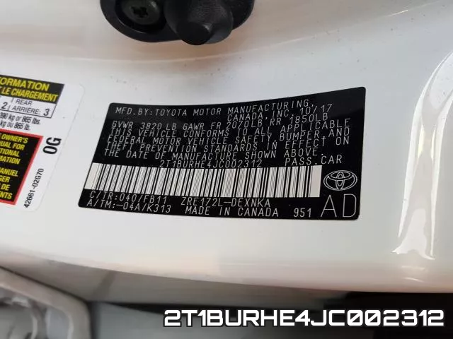 2T1BURHE4JC002312 фото 2