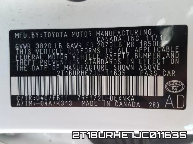 2T1BURHE7JC011635 фото 2