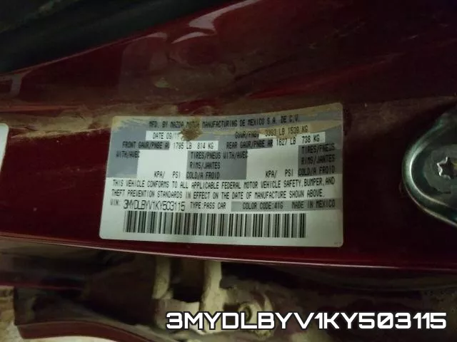 3MYDLBYV1KY503115 фото 2