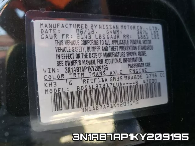 3N1AB7AP1KY209195 фото 2