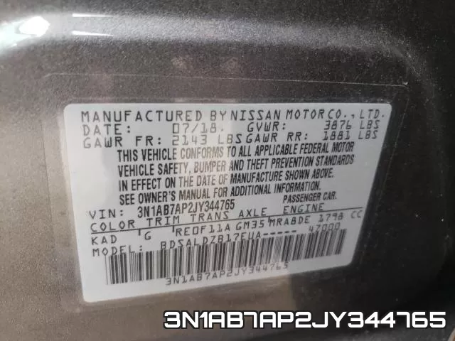 3N1AB7AP2JY344765 фото 2