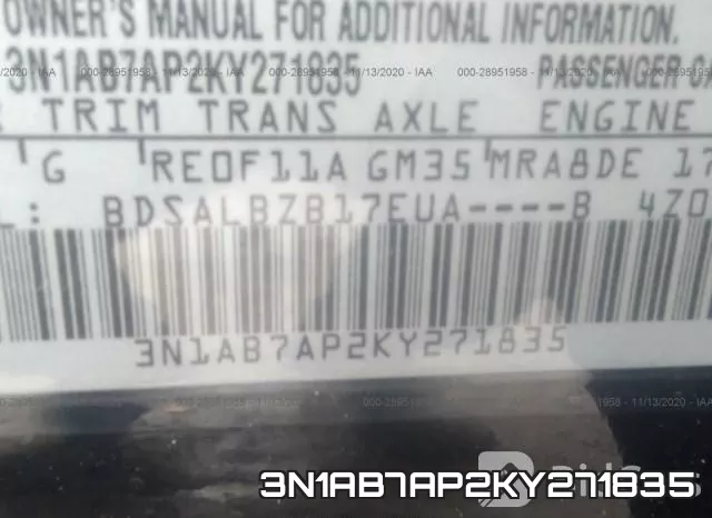 3N1AB7AP2KY271835 фото 10