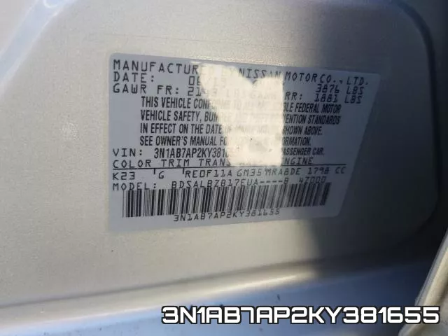 3N1AB7AP2KY381655 фото 2