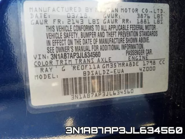 3N1AB7AP3JL634560 фото 2
