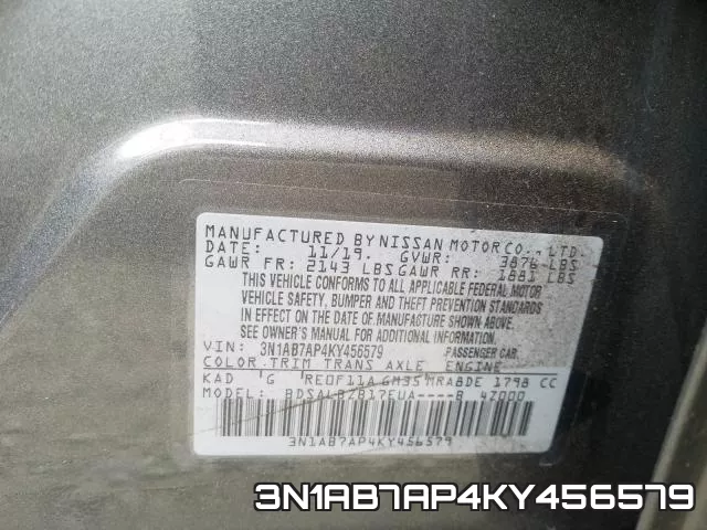 3N1AB7AP4KY456579 фото 2