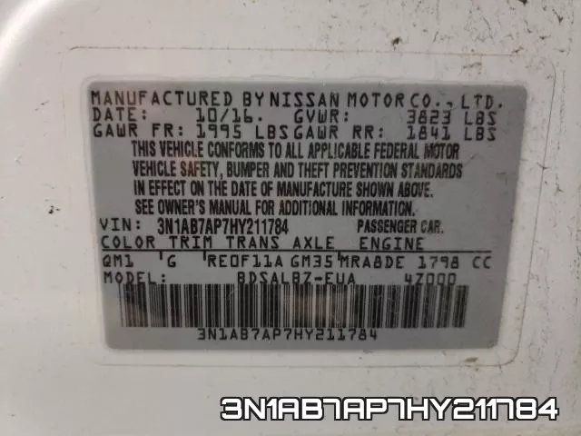 3N1AB7AP7HY211784 фото 2