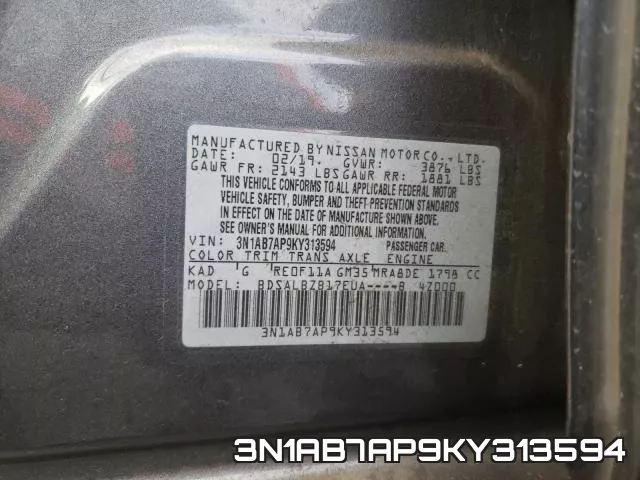 3N1AB7AP9KY313594 фото 2