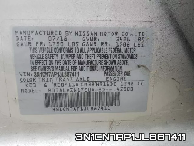 3N1CN7AP1JL887411 фото 2